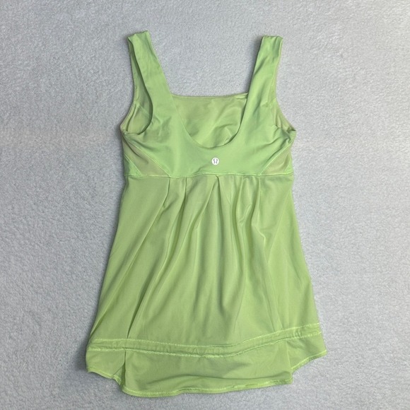 Lululemon Athletica Green Ruched Tank Top Athletic Built In Bra Size 6 - Picture 3 of 13